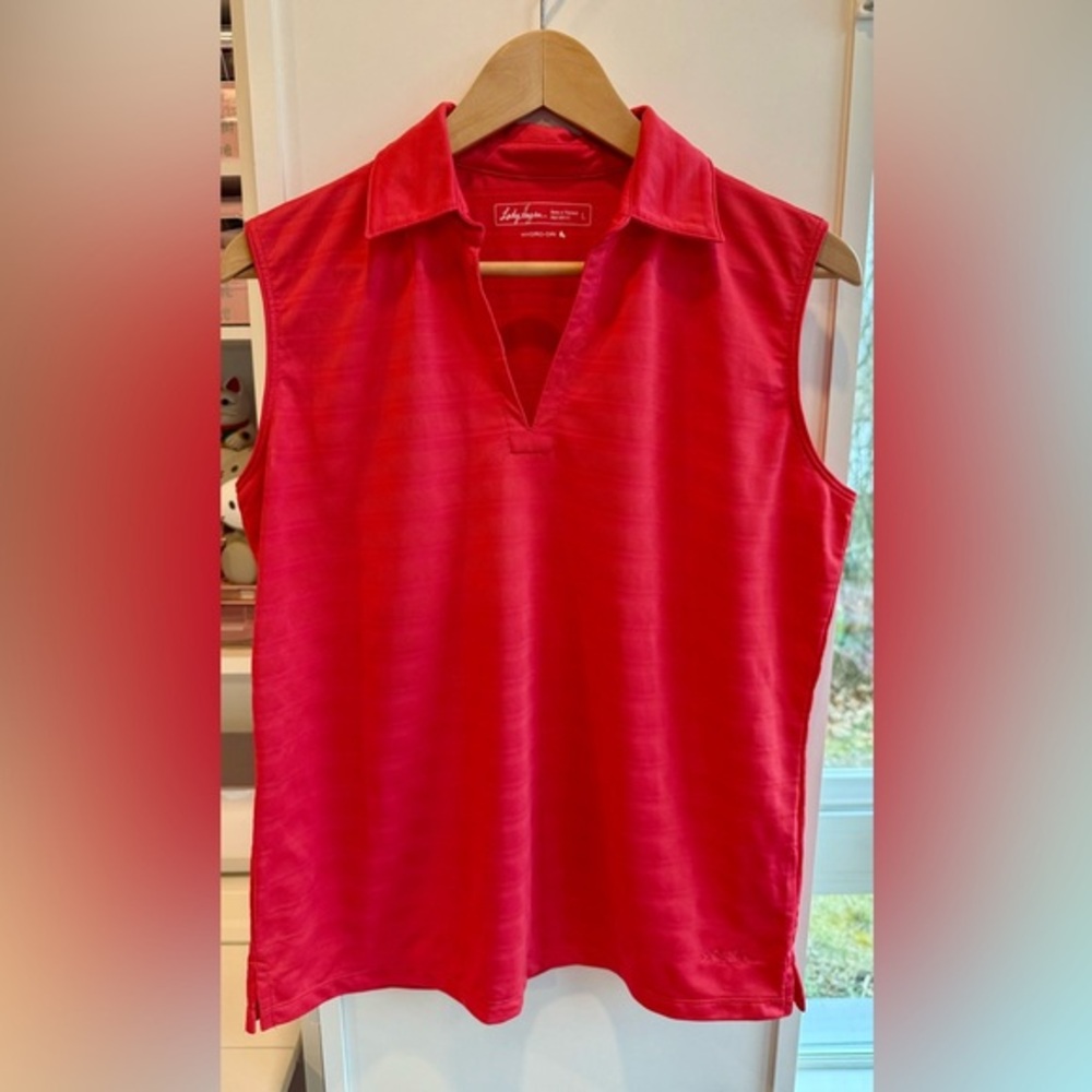 Lady Hagen Sleeveless Polo Top in Bright Red